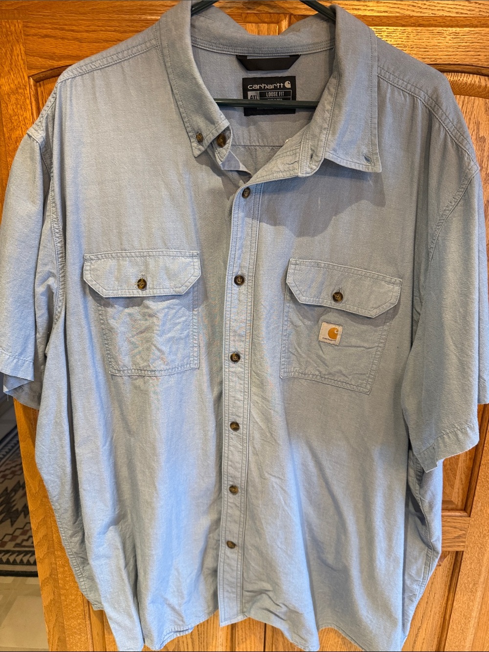 Carhartt Light Blue Short Sleeve Button-Front Work Shirt